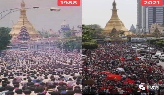声援88运动，缅甸公民在白宫前举行为拯救缅甸前进