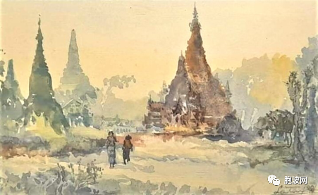 欣赏缅甸水墨画展