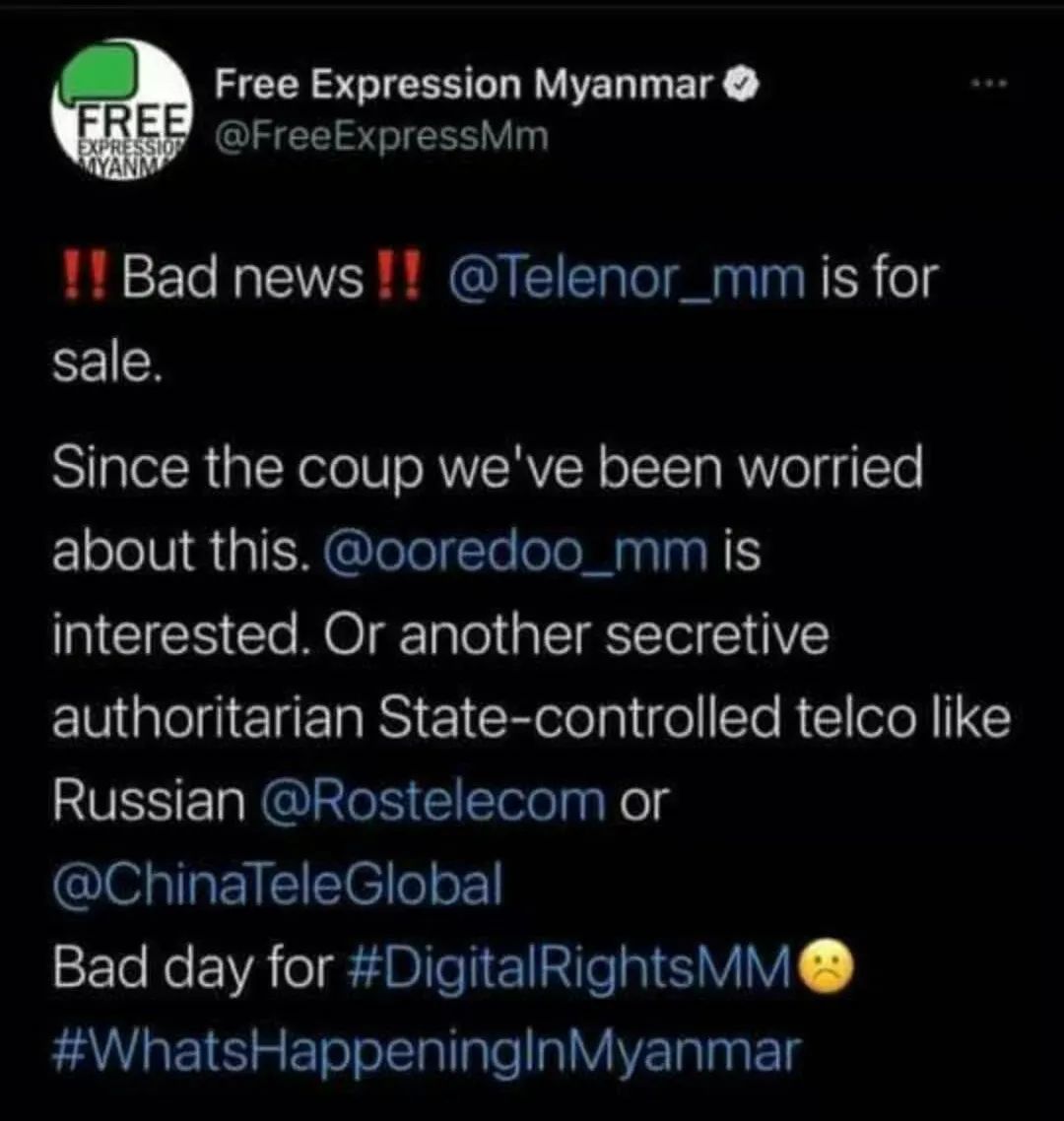 Telenor电信公司将从缅甸撤出
