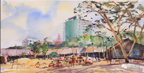 缅甸画家义卖作品