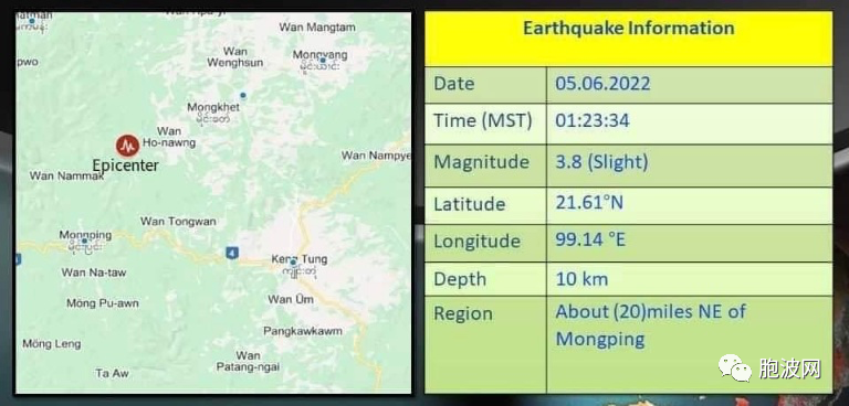 缅甸六月份伊始(1-5日)连日发生地震！