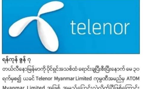 缅甸Telenor电讯更名，新名称小而大气