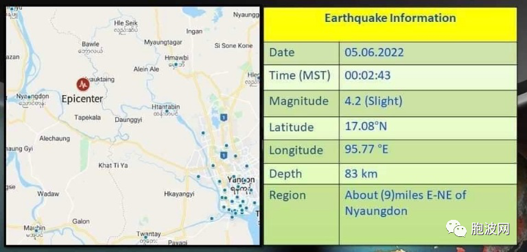 缅甸六月份伊始(1-5日)连日发生地震！
