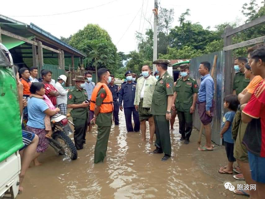 克钦邦抹允镇区因强降水，低洼地带被水淹
