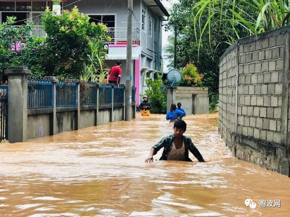 掸邦东部景栋市强降雨引发大水！