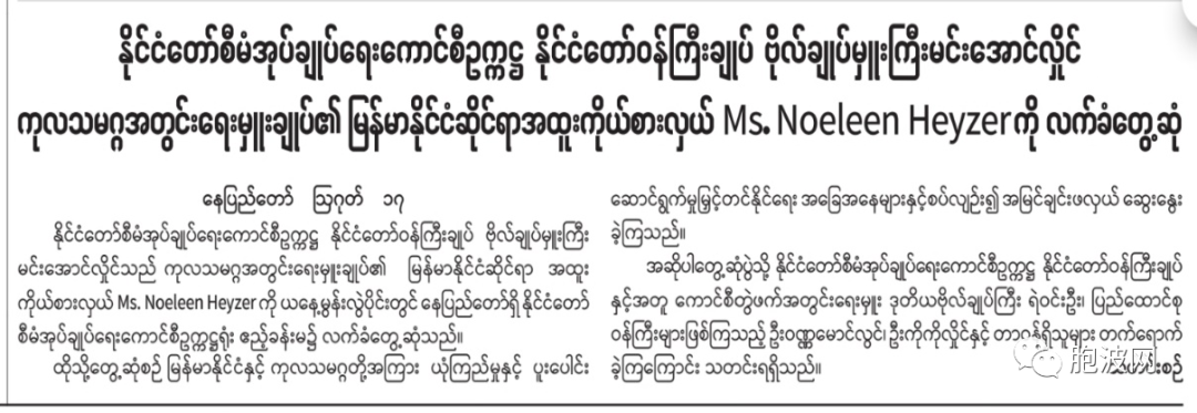 联合国缅甸问题特使与国管委主席及外长会晤