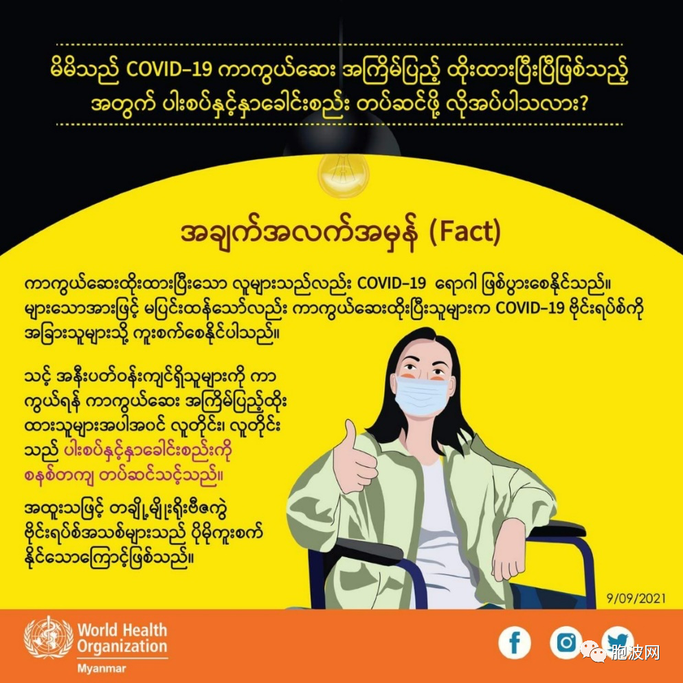 世界卫生组织（缅甸）：人人必须戴口罩！