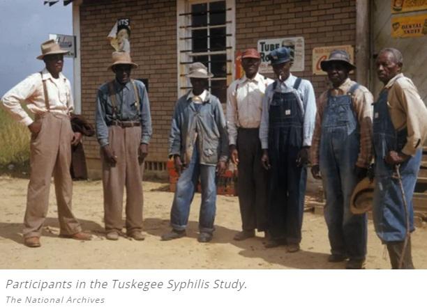 参与美国塔斯基吉梅毒实验的非洲裔人员。图片来源：美国国家档案馆