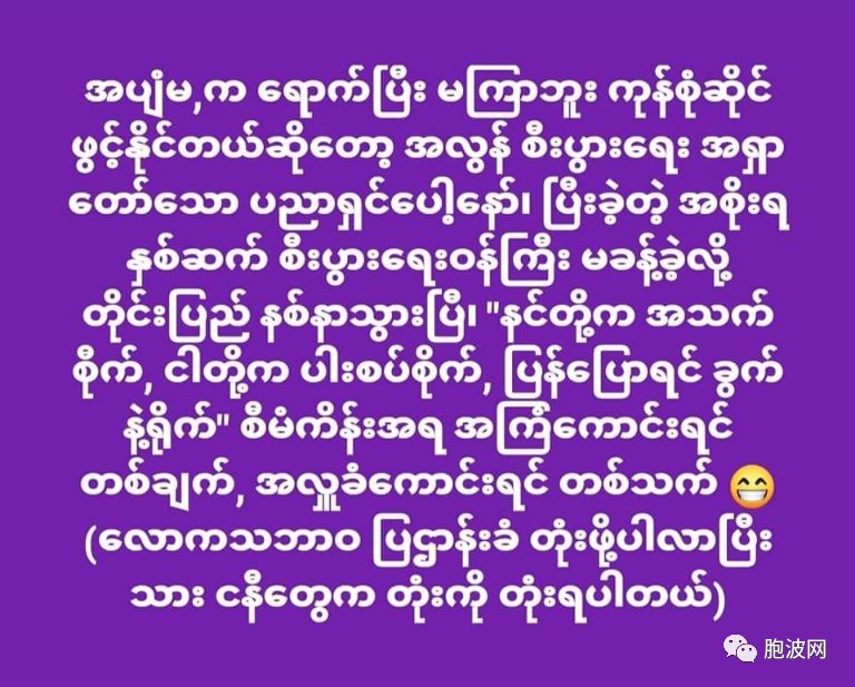 拥军人士KO OO PHYU PHYU的犀利语录四则