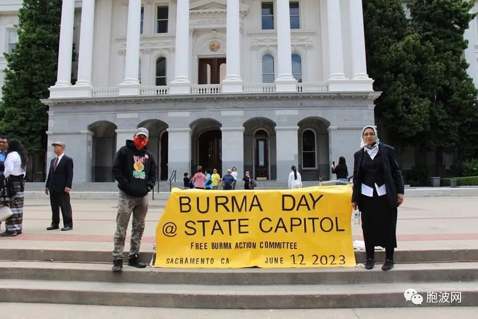 美国加州国会大厦前举行“缅甸日”示威控诉军方