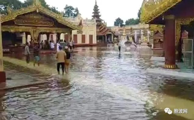 近日曼德勒马圭省连日强降雨，蒲甘佛塔被淹