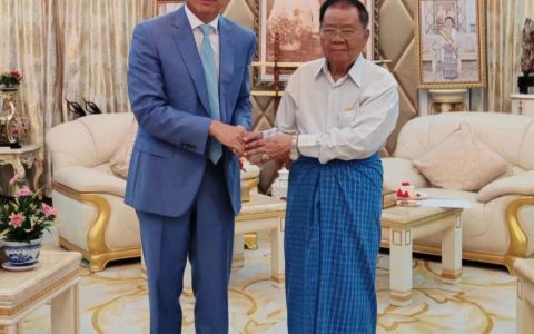 中国驻缅甸使馆看望缅甸前领导人丹瑞等友好人士